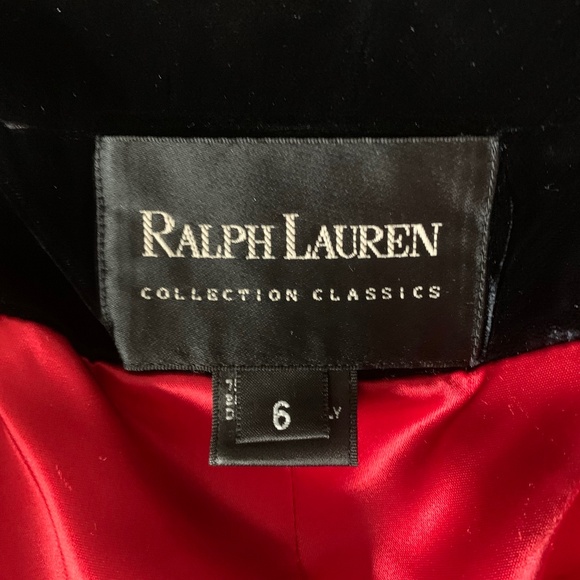 Ralph Lauren Collection Classics Black Velvet Dress Coat with Red Satin Lining - Picture 5 of 7